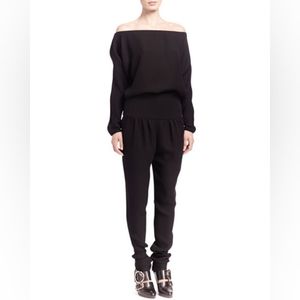 Chloe Women's Black Off The Shoulder Crepe Jumpsuit